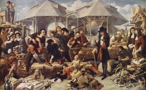 Peter der Große in der Werft von Deptford, London von Daniel after Maclise