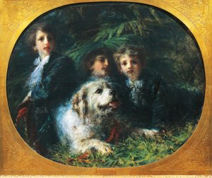 Die Troubetzkoy-Jungen mit einem Hund, von Daniele Ranzoni von Danielle Ranzoni