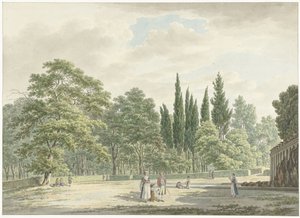 Spaziergänger auf einer Terrasse der Villa Conti in Frascati von Daniël Dupré