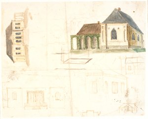 Verschiedene Entwürfe für ein Haus in einer Art halbgotischem Stil von Dankvart Dreyer