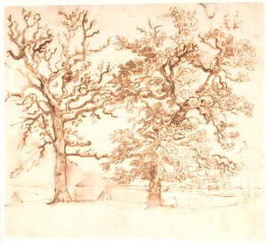 Landschaft mit großen Eichen im Vordergrund von Dankvart Dreyer