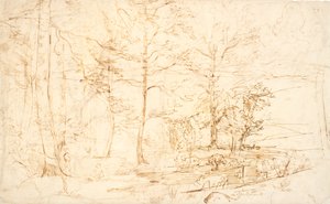 Aussicht aus einem Wald über Heide und Hügel von Dankvart Dreyer
