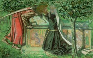 Arthurs Grab: Sir Launcelot trennt sich von Guenevere, 1854 von Dante Gabriel Charles Rossetti