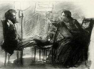 Elizabeth Siddal zeichnet Rossetti, 1853, 1947 von Dante Gabriel Charles Rossetti
