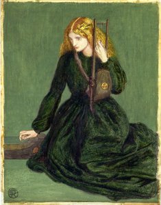 Die Harfenspielerin, eine Studie von Annie Miller, 1872 von Dante Gabriel Charles Rossetti