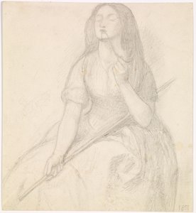 Die Rückkehr des Tibullus zu Delia - Studie für die Figur der Delia von Dante Gabriel Charles Rossetti
