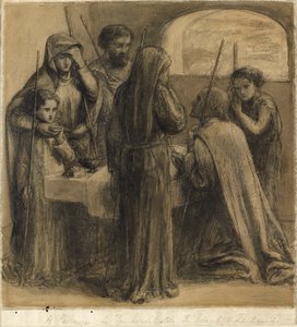 Ein Passahfest im Haushalt von Joseph und Zacharias, ca. 1850er Jahre von Dante Gabriel Rossetti