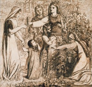 Dantes Vision von Matilda, die Blumen sammelt von Dante Gabriel Rossetti