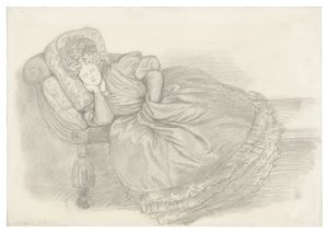 Studie von Fanny Cornforth, schlafend auf einer Chaiselongue von Dante Gabriel Rossetti