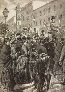 König Umberto I und Königin Margherita kehren von ihrem Besuch in Neapel zurück, das von Cholera heimgesucht wurde, Rom, Italien