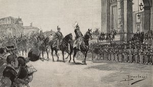 Militärparade in Macau zum Geburtstag von König Umberto I, 14. März