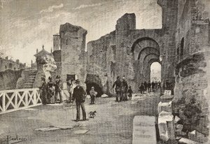 Öffentlicher Gehweg (Summa Nova Via) im Palazzo dei Cesari, Rom, Italien