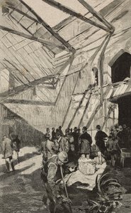 Überreste des israelischen Theaters nach dem Brand von 1893, Rom, Italien, Gravur nach einer Zeichnung von Dante Paolocci, aus L