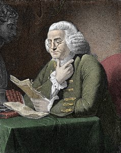Porträt von Benjamin Franklin (1706-1790), amerikanischer Philosoph, Physiker und Botschafter. Gravur nach einem Gemälde von David Martin.