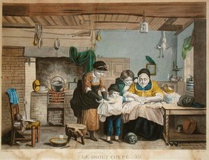 Der geschnittene Finger, graviert von Joly, ca. 1830-40 (farbige Gravur) von David (after) Wilkie