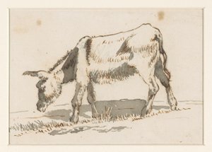 Grasender Esel, von links von David Alphonse de Sandoz Rollin