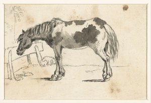 Stehendes Pferd und ein liegender Hund von David Alphonse de Sandoz Rollin