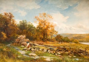Gezeitenzaun am Fluss Conwy in Bachlediog, 1891 von David Bates