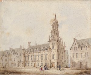 Die Dundee Royal Exchange mit Turm und Krone: Erste Zeichnung