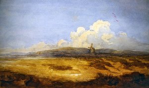 Eine Windmühle auf einem Gemeindeland von David Cox