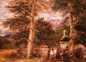 Kirche von Bettws-y-Coed, Nordwales von David Cox