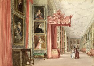 Innenansicht der langen Galerie, Hardwick Hall, Derbyshire, 1838 von David Cox
