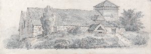 Llanfair Church, Nordwales für A Treatise on Landscape Painting and Effect in Water Colours von David Cox