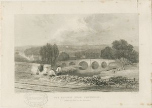 Penkridge Town - Eisenbahn und Bull Bridge (Stahlstich) von David Cox