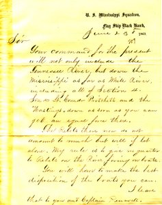Brief von David D. Porter, U.S.S. Black Hawk, an Seth Ledyard Phelps, 23. Juni 1863 von David D. Porter