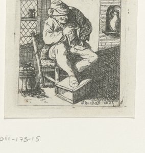 Pfeifenrauchender Mann auf Stuhl von David Deuchar