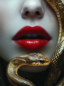 Verführerische Lippen Goldene Schlange