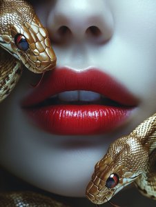 Verführerische Lippen Goldene Schlangen