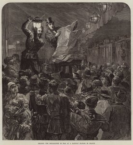 Verlesung der Kriegserklärung an einem Bahnhof in Frankreich von David Henry Friston