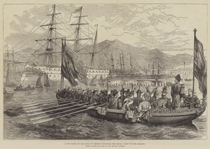 Staatsbarke des Königs von Griechenland, die die königliche Gesellschaft zur Serapis bringt