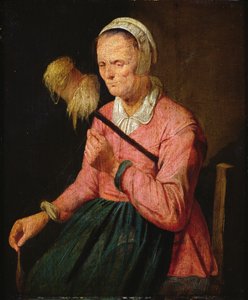 Frau mit Spinnrocken von David III Ryckaert