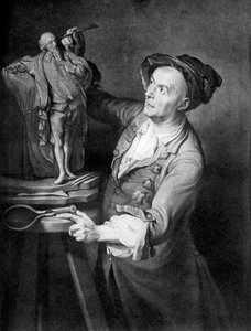 Louis François Roubiliac fertigt eine Skulptur von Shakespeare an, um 1765, 1920er Jahre von David Martin