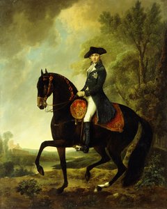 Porträt eines Edelmanns, klein, ganzfigurig auf dem Pferd von David Morier