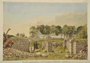 Das Osttor am römischen Fort Birdoswald, 1857 von David Mossman