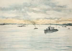 Ein Zerstörer in einem Hafen, Illustration aus 