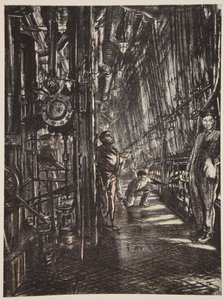Ein Kesselraum auf einem Schlachtschiff, Illustration aus 