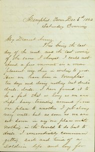 Brief von D. P. Grier, Memphis, Tenn., an Anna McKinney, 6. Dezember 1862 von David Perkins Grier