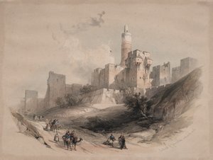 Zitadelle von Jerusalem, außerhalb der Mauern, Davidsturm, 1839