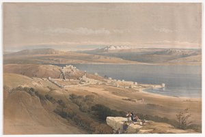 Stadt Tiberias am See Genezareth, Blick Richtung Hebron von David Roberts