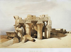 Ägypten, Die Ruinen des Tempels von Kom Ombo, gewidmet Sobek und Horus, von David Roberts, Gravur von David Roberts