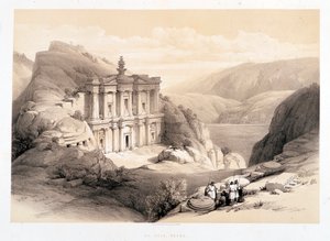 El Deir, Petra, Zeichnung vom 08.03.1839 in „Das Heilige Land“, London 1849