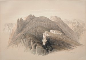 Gebel Hor. Berg Hor, von den Klippen um Petra, 1839 von David Roberts