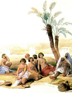 Nubische Sklaven am Nil in 1846-1850