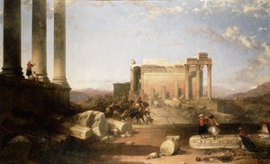 Ruinen des Sonnentempels in Baalbek, 1861 von David Roberts