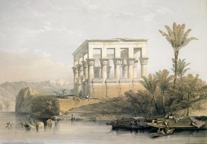 Der Hypäthral-Tempel in Philae, genannt das Bett des Pharao, graviert von Louis Haghe, veröffentlicht 1843 von David Roberts