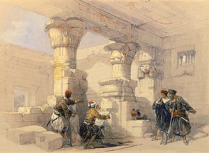 Blick unter dem Portikus von Dayr E Medeeneh, Theben von David Roberts